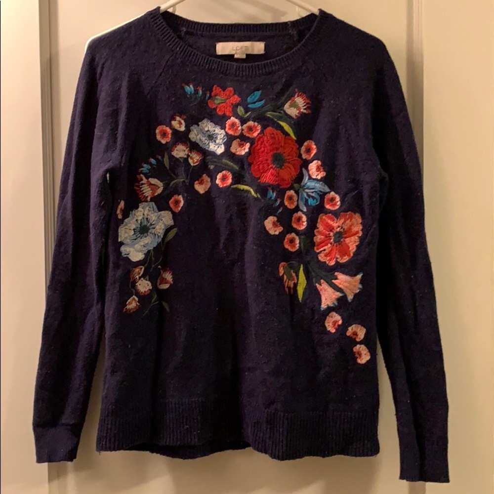 Floral embroidered sweater